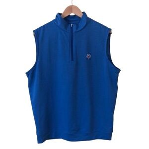 Peter Millar Quarter Zip Sleeveless Golf Performance Sweater Vest Men's M Blue